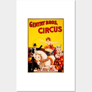 Gentry Bros CIRCUS Greatest Horse Rider Miss Louise Hilton Vintage Advertising Art Posters and Art